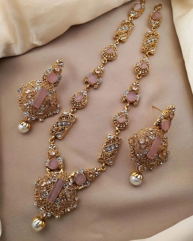 Rose Gold Plated Rainbow Diamond Delicate Partywear Set