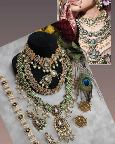Green Heavy Kundan Bridal Jewellery Set