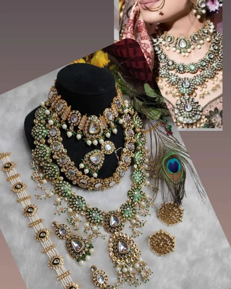 Green Heavy Kundan Bridal Jewellery Set