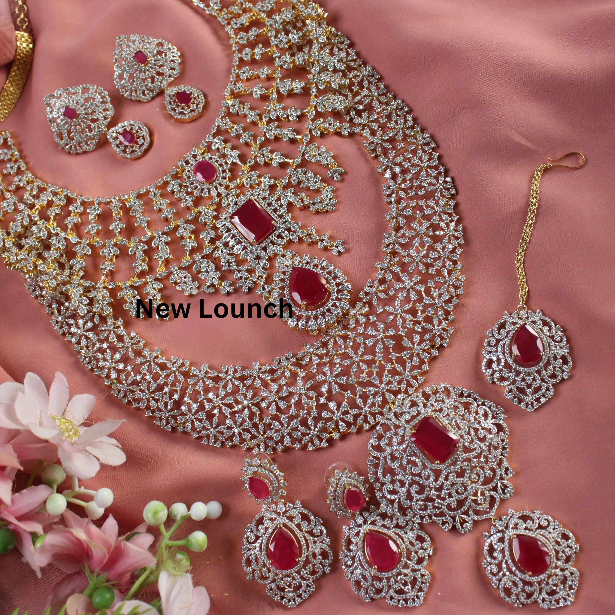 Rangoli Jewellery AD Diamond Necklace Combo for Women