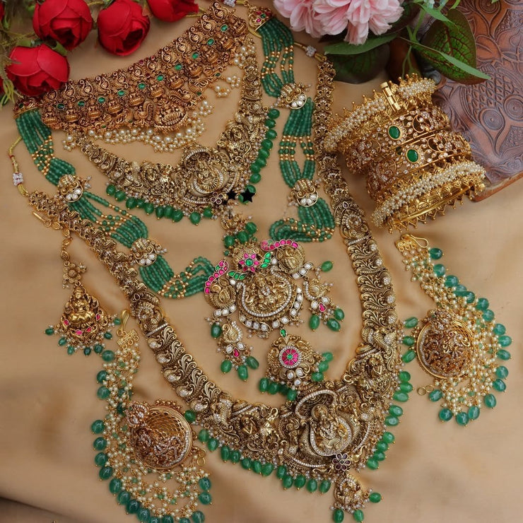 Grand Lakshmi Peacock carved guttapusalu bridal set10